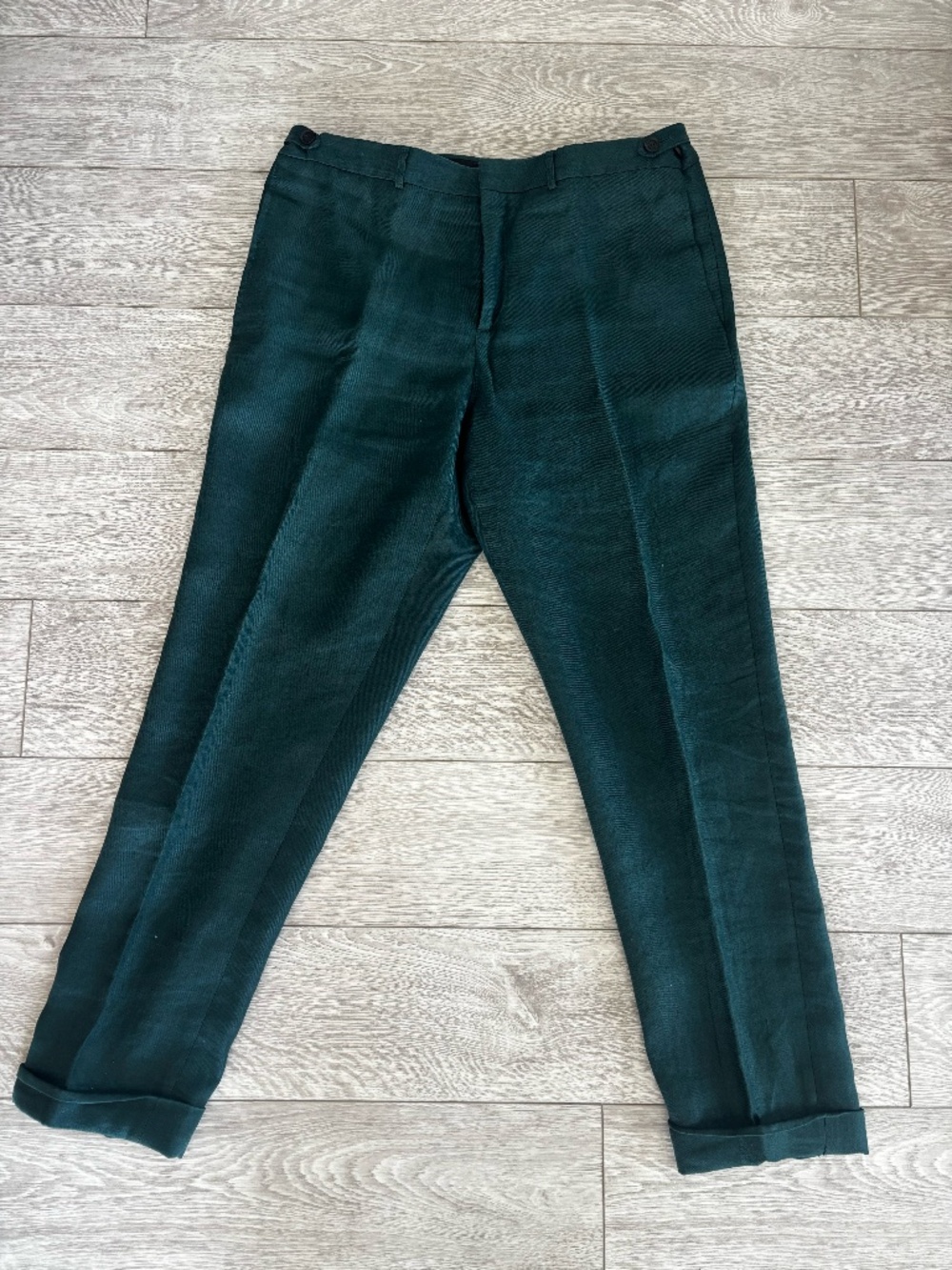 BURBERRY PRORSUM dark green linen pants